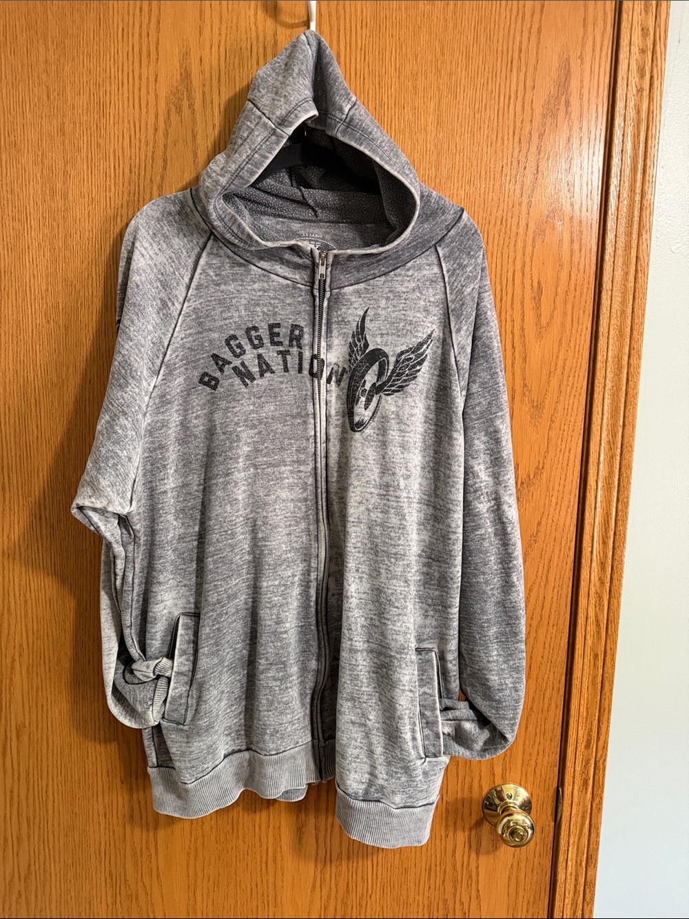 Bagger Nation Men's Gray Zip-Up Hoodie